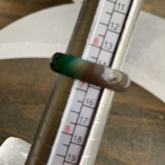 DARK GREEN CRAZY LACE AGATE MIDI RING BAND BOHO - Picture 5 of 6